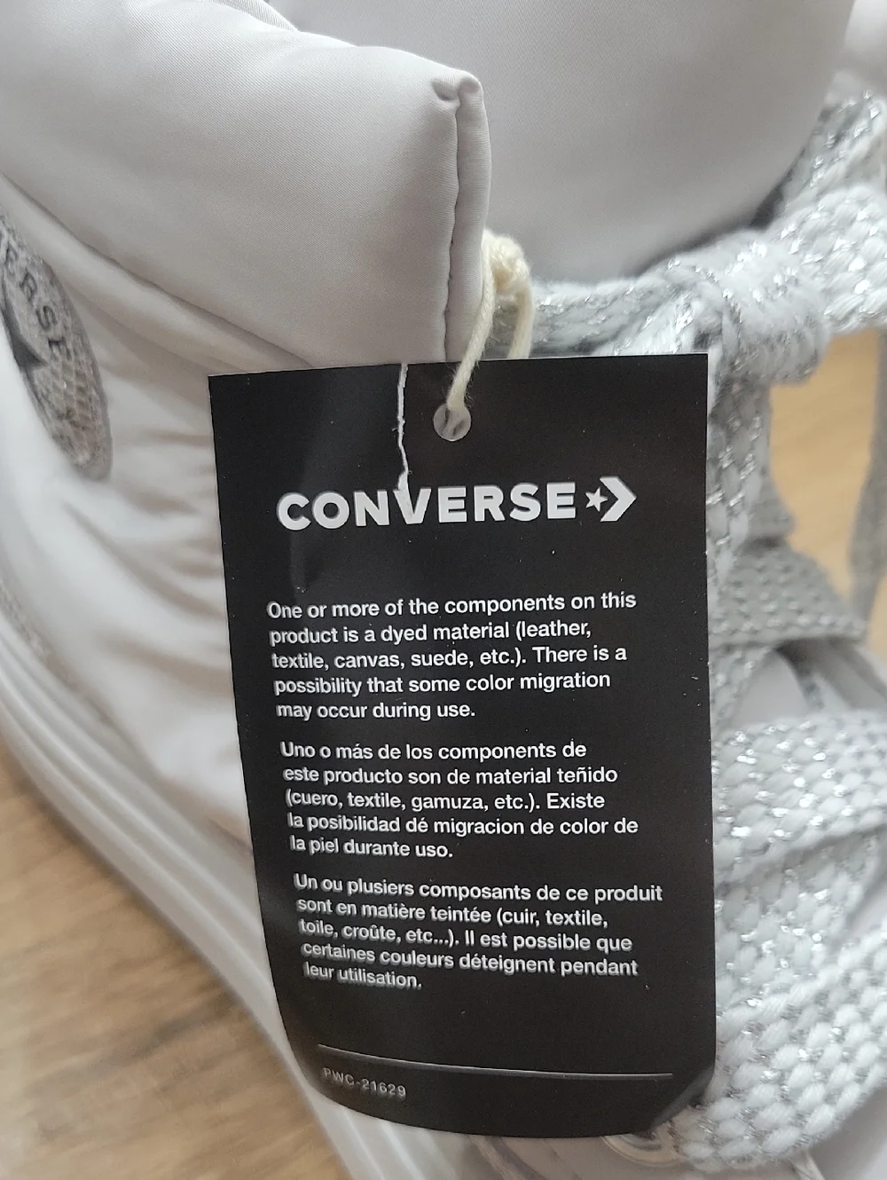 Converse White High-Top Kids Sneakers with Silver Accents